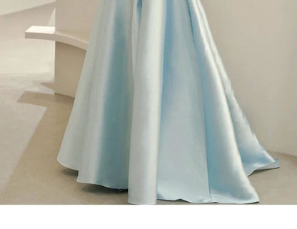 A-Line Plain Back Strapless Gown Ball Bow