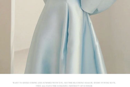 Strapless Plain Bow Back A-Line Ball Gown