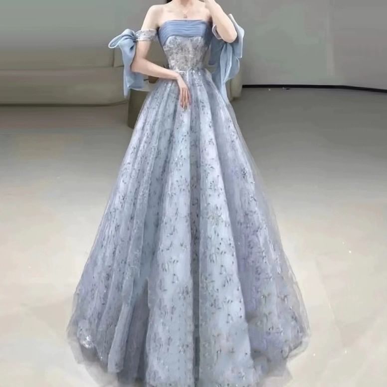 Ball Strapless Floral Gown A-Line