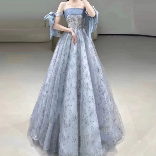 Strapless Floral A-Line Ball Gown