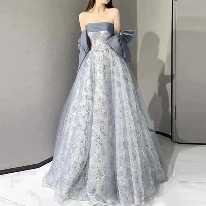 Strapless Floral A-Line Ball Gown