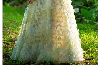 Strapless Patterned A-Line Evening Gown