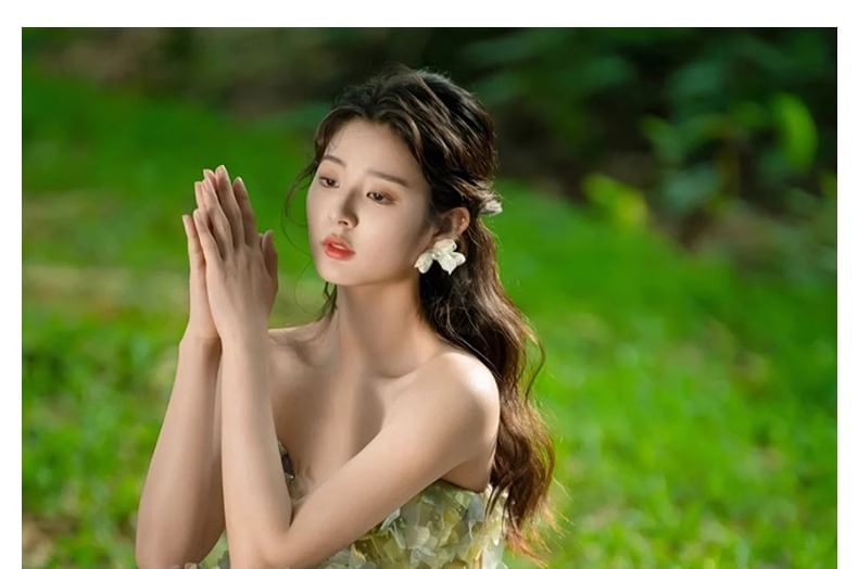 A-Line Patterned Gown Strapless Evening