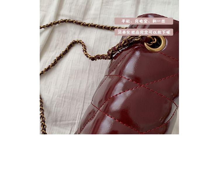 Quilted Chain Strap Faux Leather Shoulder Bag