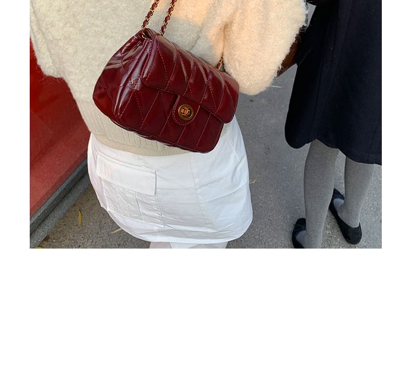 Quilted Chain Strap Faux Leather Shoulder Bag