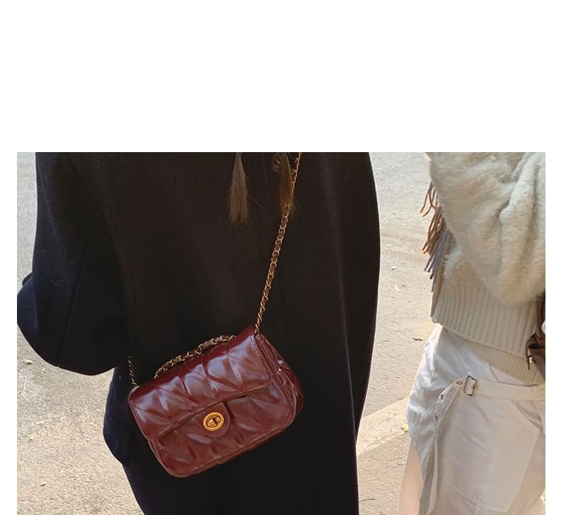 Quilted Chain Strap Faux Leather Shoulder Bag