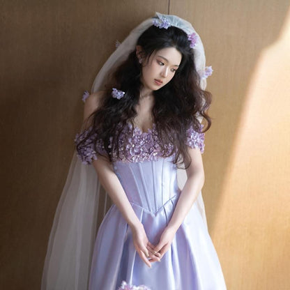 Ball Gown Applique Floral Off Shoulder A-Line