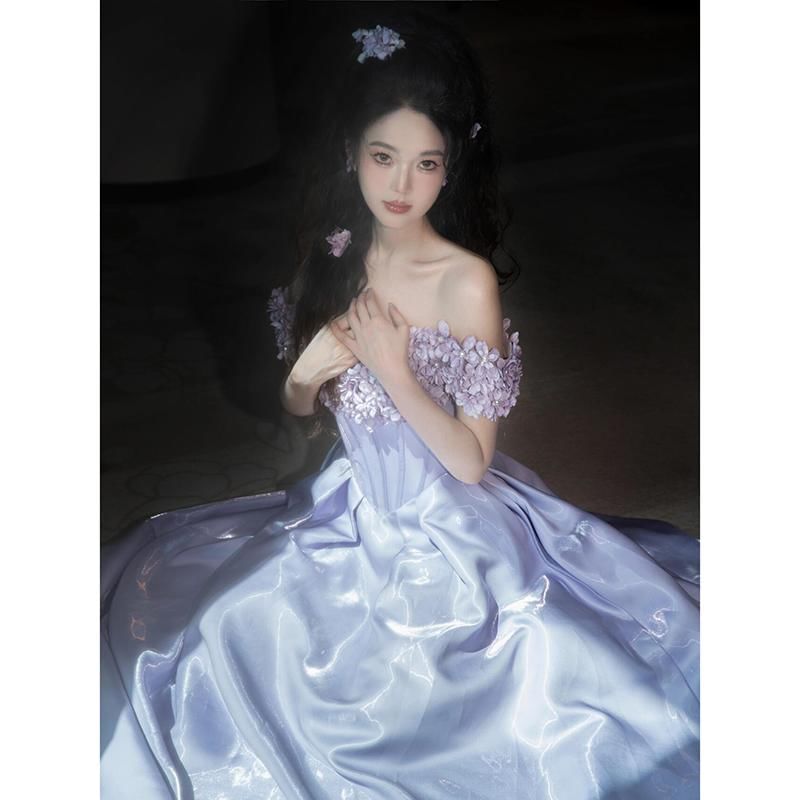 Ball Gown Applique Floral Off Shoulder A-Line