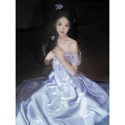 Ball Gown Applique Floral Off Shoulder A-Line