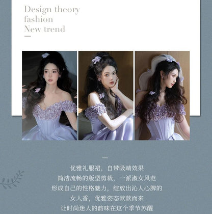 Ball Gown Applique Floral Off Shoulder A-Line