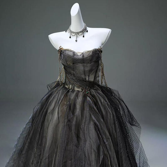 Strapless Plain Sheer A-Line Ball Gown