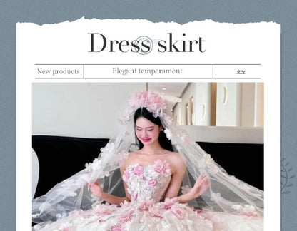 Floral Ball Strapless Gown Detail Sheer Wedding