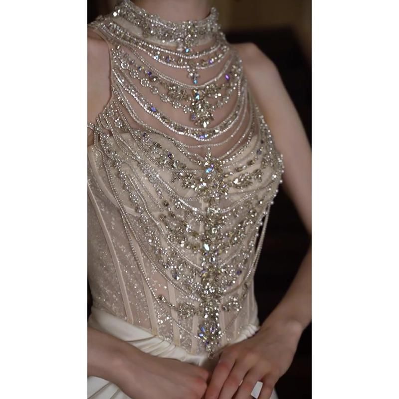 Sheath Neck Pearl Gown Faux Evening Sleeveless High