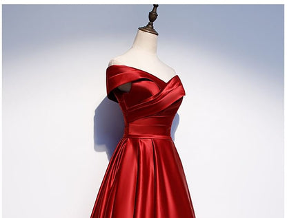 Off-Shoulder Plain A-Line Evening Gown