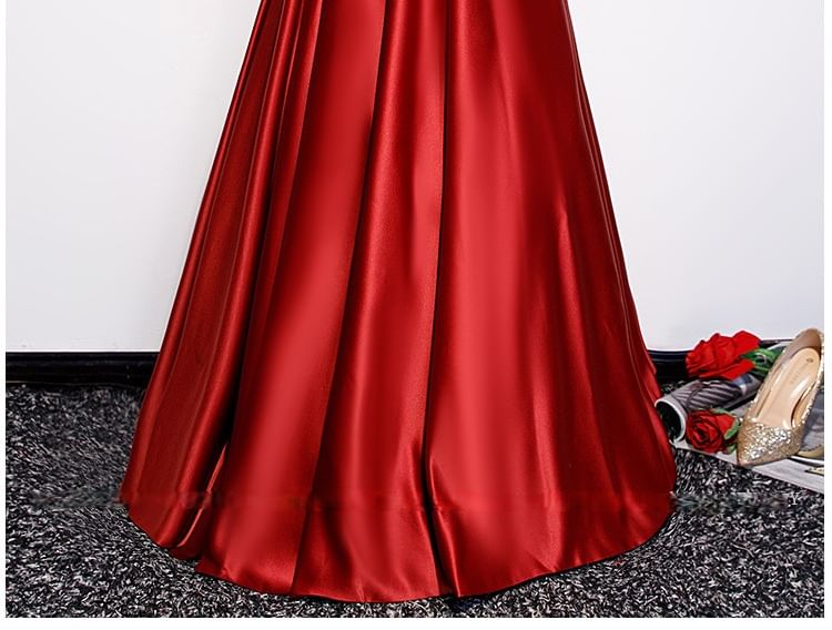Off-Shoulder Plain A-Line Evening Gown