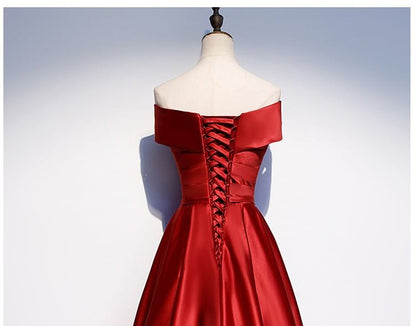 Off-Shoulder Plain A-Line Evening Gown