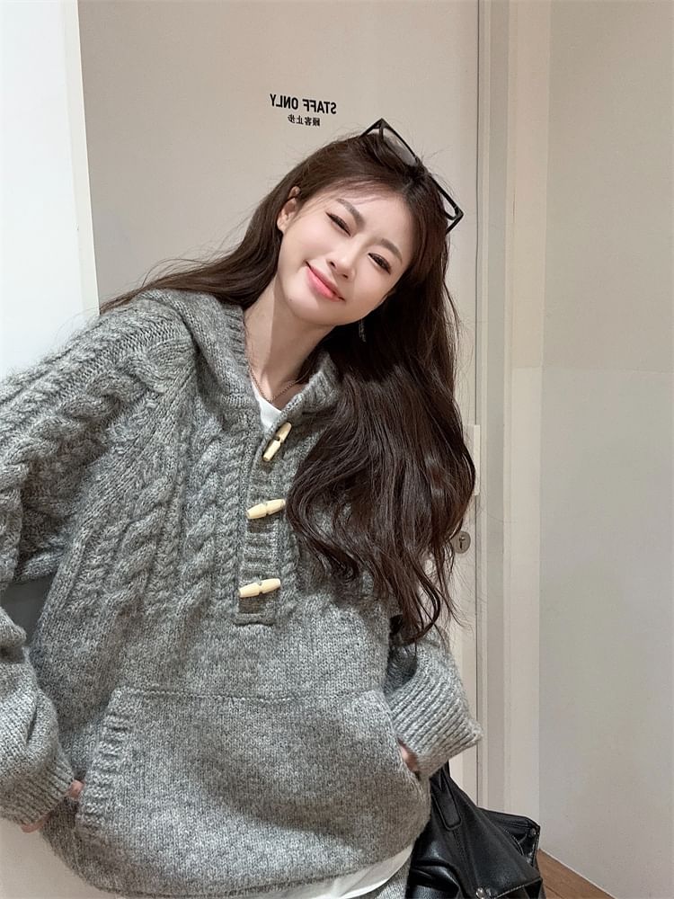 Oversized Hooded Sweater & Knit Pencil Skirt - Henley Style Set