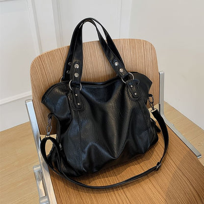 Studded Faux Leather Shoulder Bag