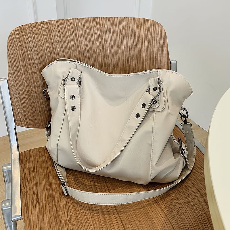 Studded Faux Leather Shoulder Bag
