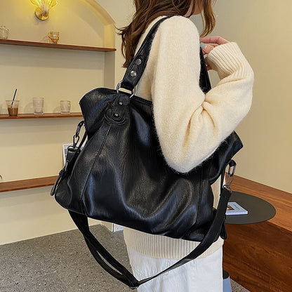 Studded Faux Leather Shoulder Bag