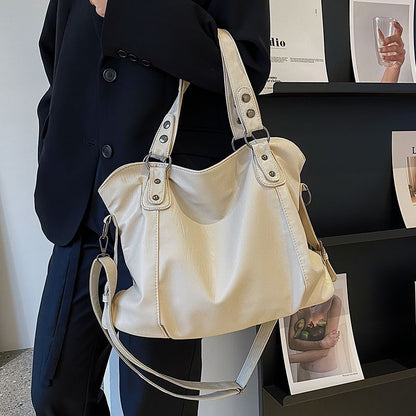 Studded Faux Leather Shoulder Bag
