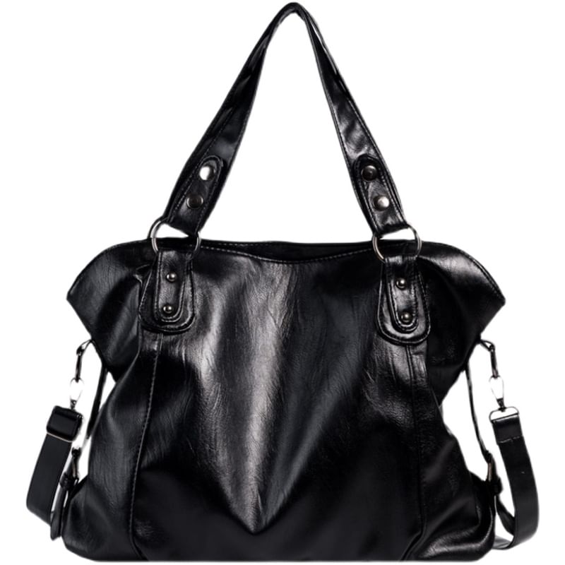 Studded Faux Leather Shoulder Bag