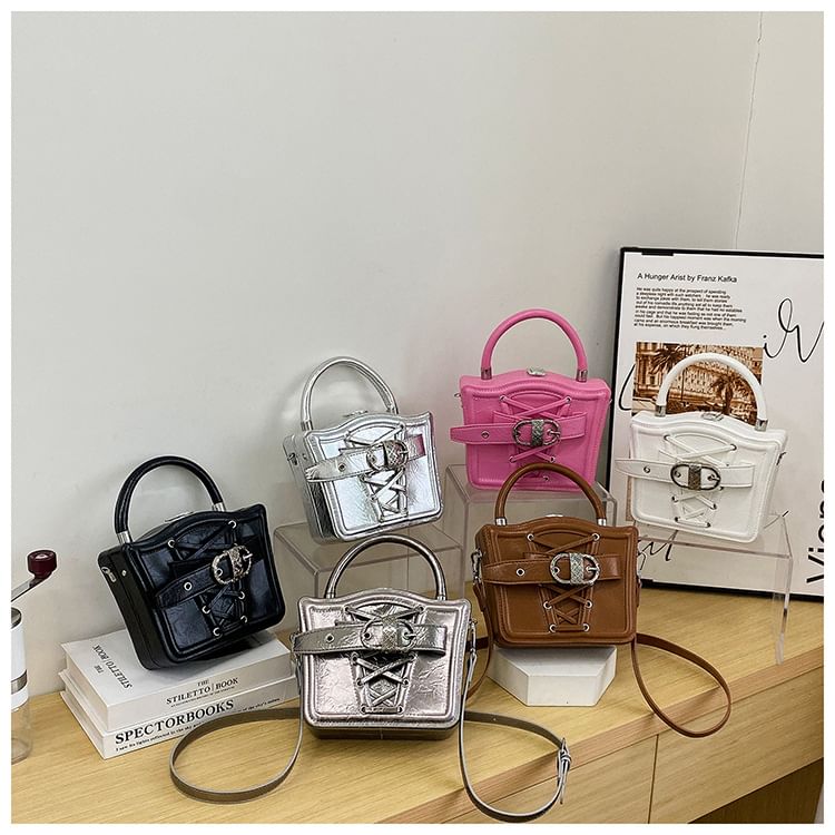 Buckled Lace-Up Crossbody Bag