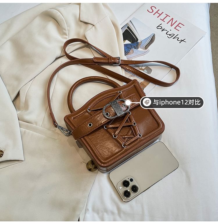 Buckled Lace-Up Crossbody Bag