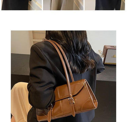 Faux Leather Flap Tote Bag