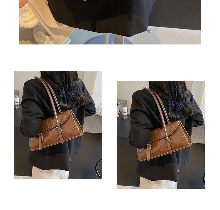 Faux Leather Flap Tote Bag
