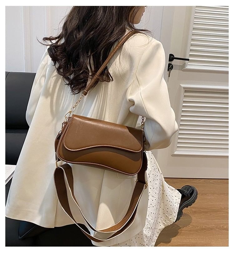 Asymmetrical Faux Leather Shoulder Bag