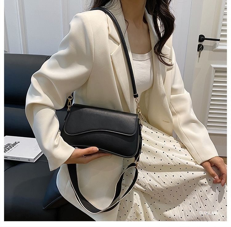 Asymmetrical Faux Leather Shoulder Bag