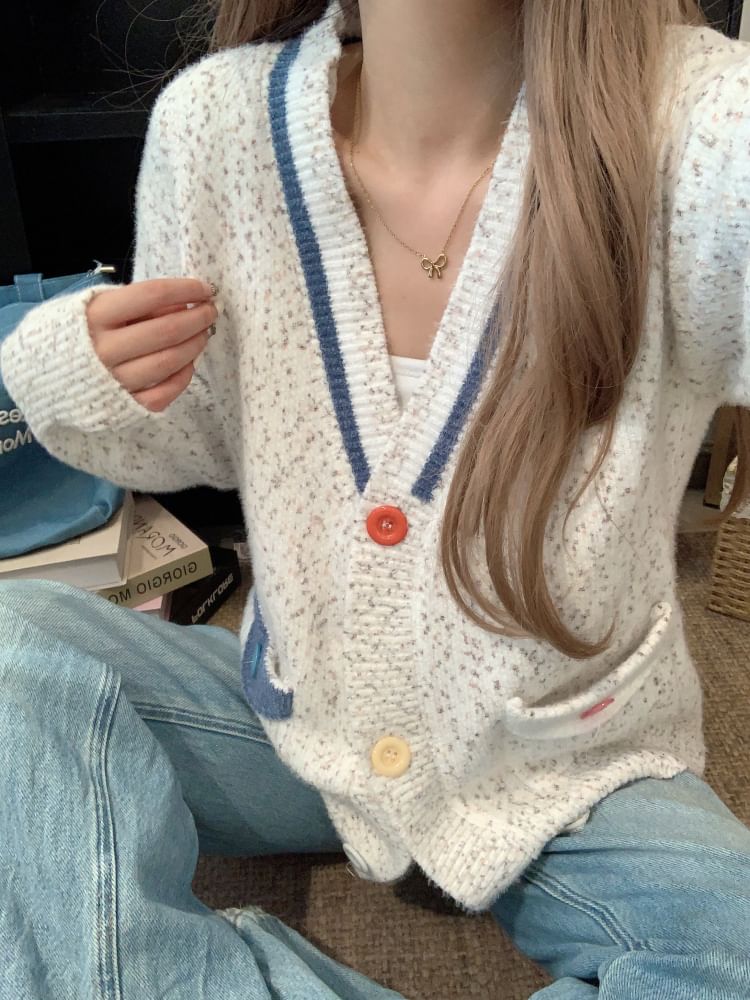 Color Block V-Neck Cardigan