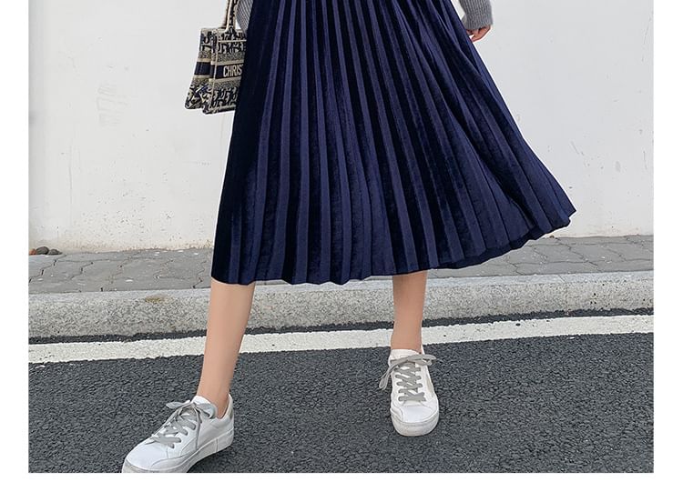 Accordion Pleated Midi Skirt - High Waist A-Line