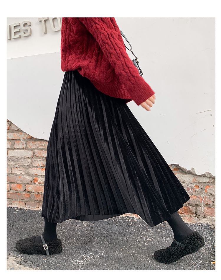 Accordion Pleated Midi Skirt - High Waist A-Line