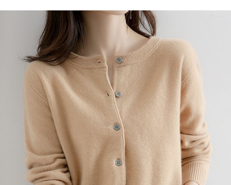 Long Sleeve Solid Button-Front Cardigan