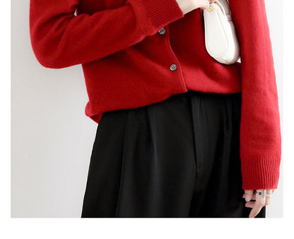 Long Sleeve Solid Button-Front Cardigan