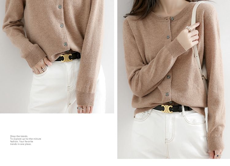 Long Sleeve Solid Button-Front Cardigan