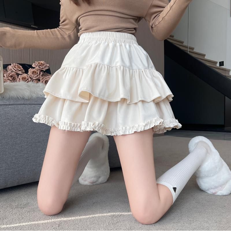 Velvet Tiered Mini Skirt - Elastic Waist A-Line