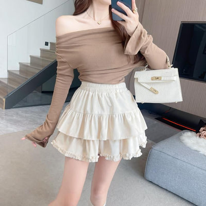 Velvet Tiered Mini Skirt - Elastic Waist A-Line