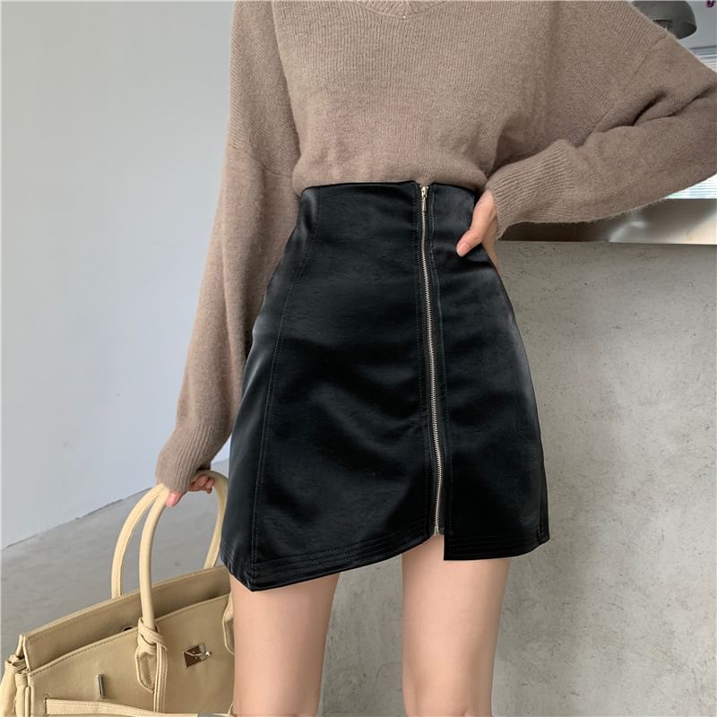 Asymmetric Pencil Skirt - High Waist Mini Length
