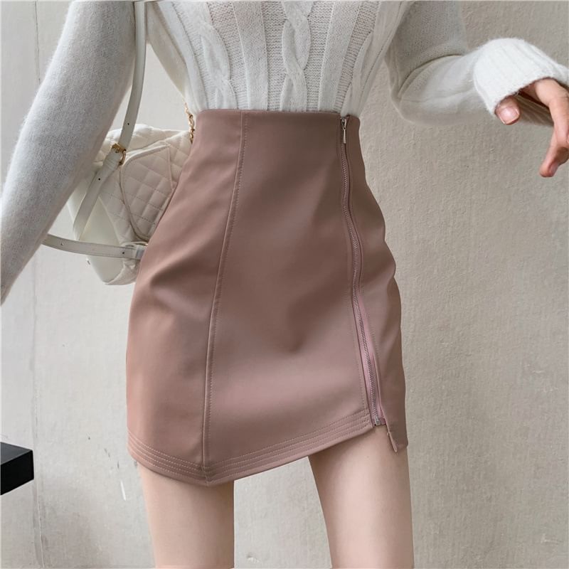 Asymmetric Pencil Skirt - High Waist Mini Length