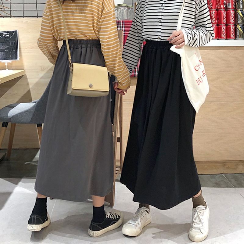 Pleated Maxi Skirt - High Rise A-Line with Accordion Folds
