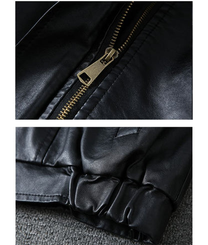 Faux Fur Faux Leather Zip-Up Jacket