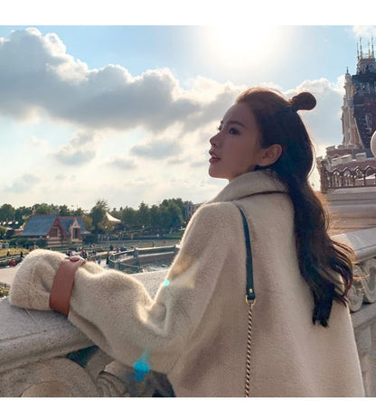 Collared Faux Fur Zip-Up Jacket