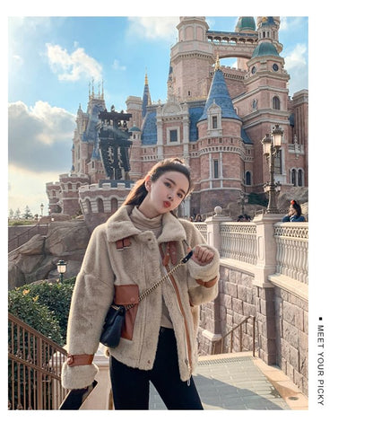 Collared Faux Fur Zip-Up Jacket