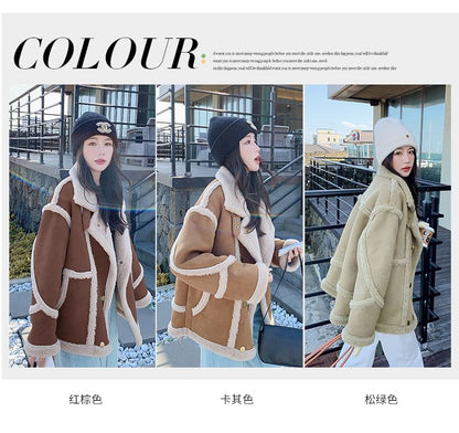 Faux Fur Button-Up Jacket