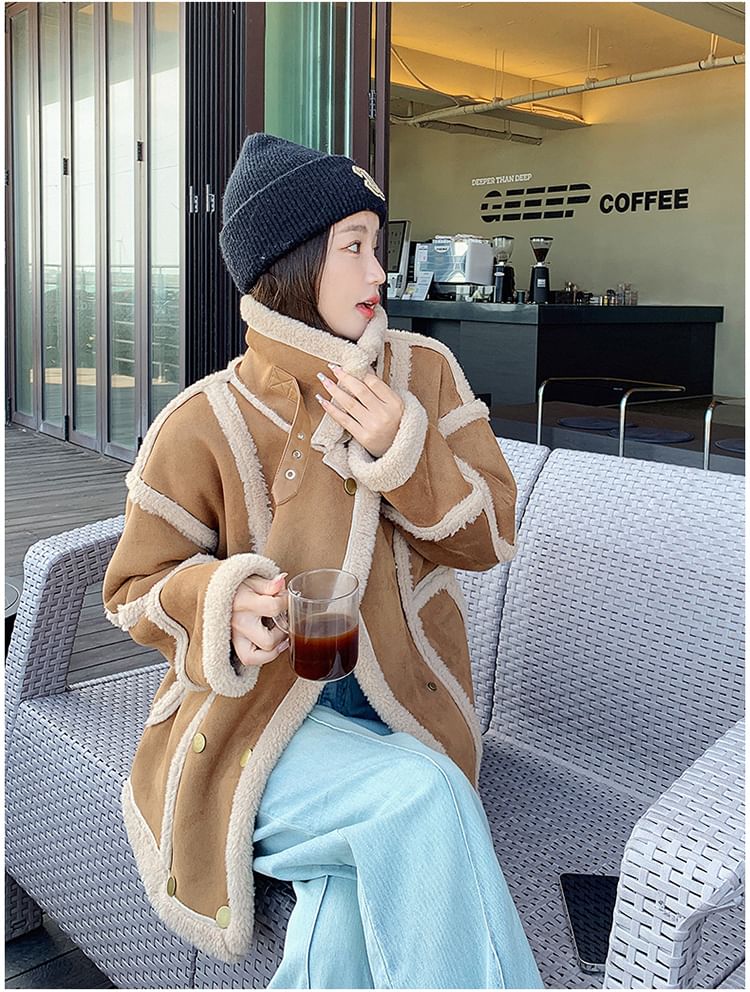 Faux Fur Button-Up Jacket