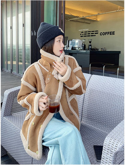 Faux Fur Button-Up Jacket