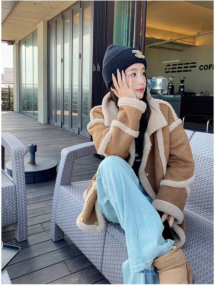 Faux Fur Button-Up Jacket